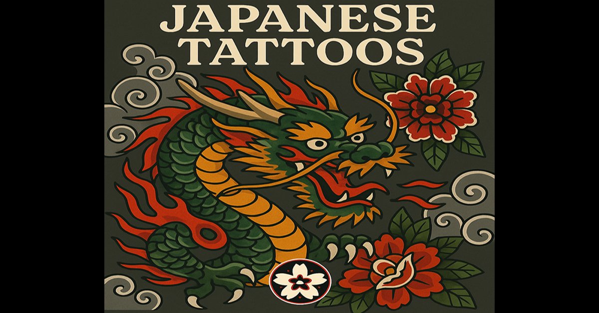 Traditional Japanese tattoo-inspired illustration with koi, chrysanthemum, waves, and classic motifs created for Red Arbor Tattoo near Sioux Falls.
