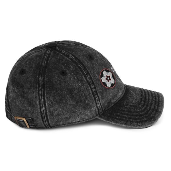 Vintage Cotton Twill Cap with Red Arbor Tattoo logo – low-profile black embroidered dad hat with a washed-out finish. other side of hat